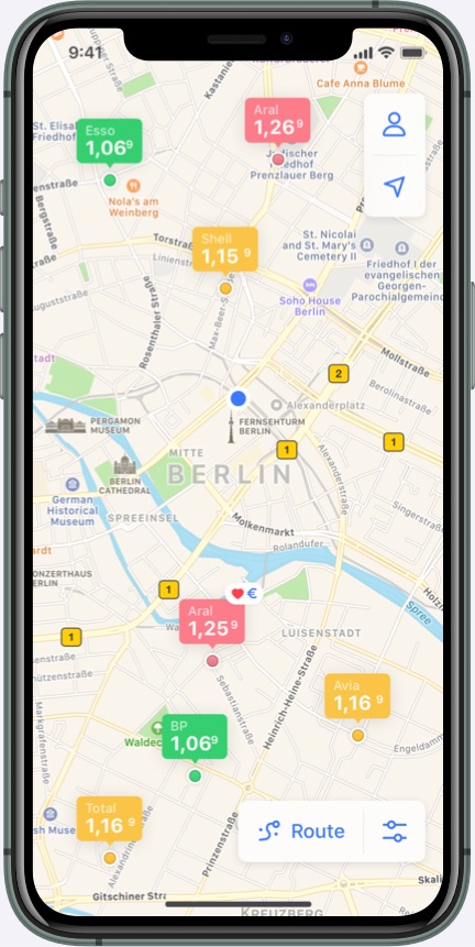 Main screen of the Bertha app